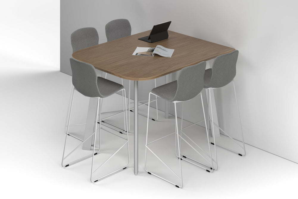 Switch Half Collaborative Counter High Table - Large Rounded Corners [1500L x 1200W with Large Rounded Corners]-white leg salvage oak 