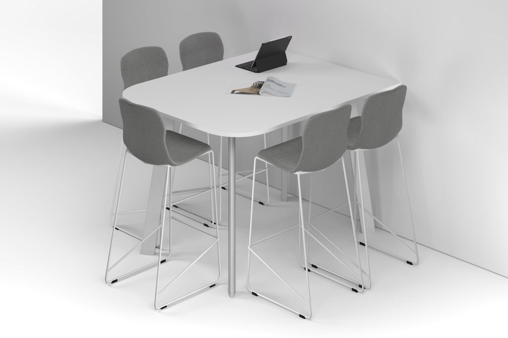 Switch Half Collaborative Counter High Table - Large Rounded Corners [1500L x 1200W with Large Rounded Corners]-white leg white 