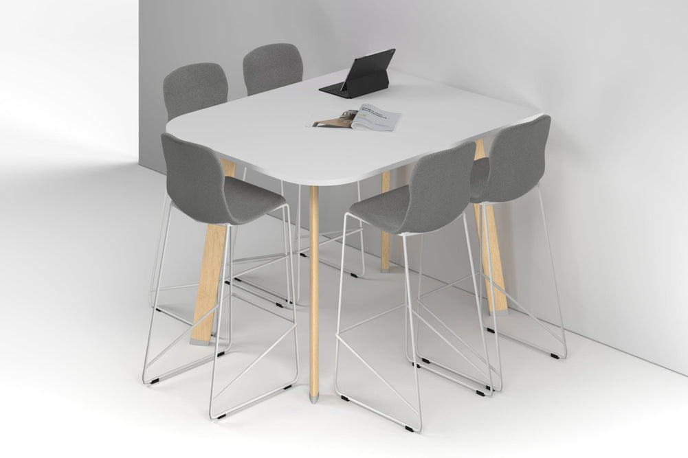 Switch Half Collaborative Counter High Table - Large Rounded Corners [1500L x 1200W with Large Rounded Corners]-wood imprint leg white 