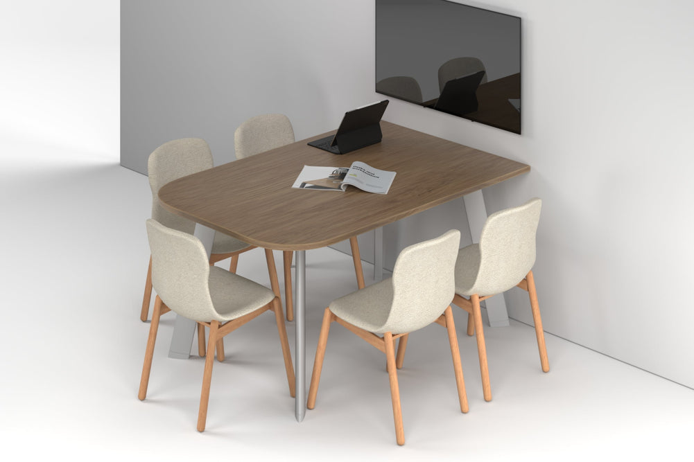 Switch Half Meeting Room Table - Large Rounded Corners [1500L x 1000W with Large Rounded Corners]-white leg salvage oak 