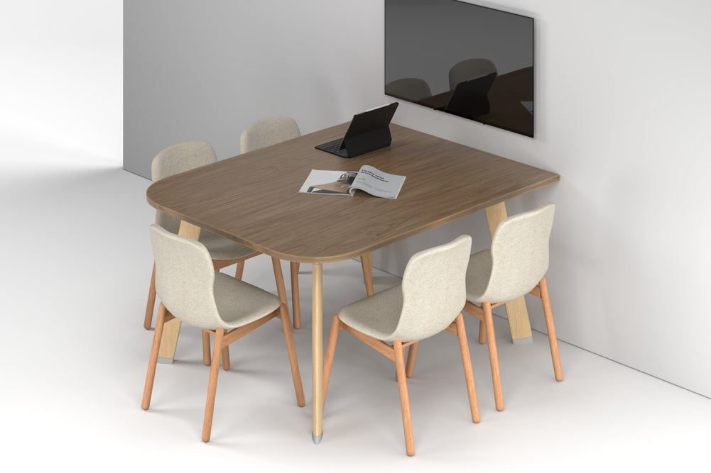 Switch Half Meeting Room Table - Large Rounded Corners [1500L x 1200W with Large Rounded Corners]-wood imprint leg salvage oak 