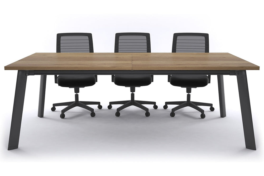 Switch Meeting Room Table [2400L x 1200W]-Black salvage oak 