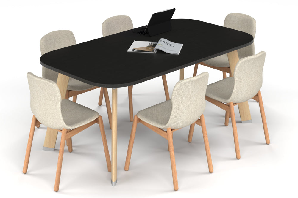 Switch Meeting Room Table - Large Rounded Corners [1800L x 1000W with Large Rounded Corners]-wood imprint leg black wood grain 