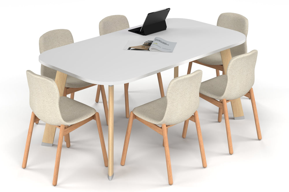 Switch Meeting Room Table - Large Rounded Corners [1800L x 1000W with Large Rounded Corners]-wood imprint leg white 