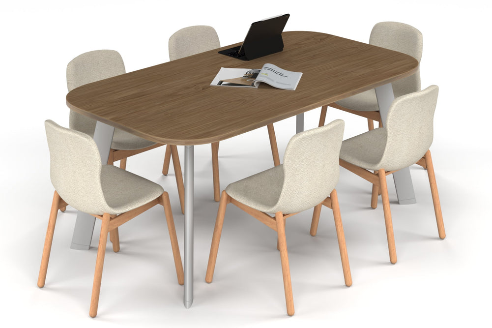 Switch Meeting Room Table - Large Rounded Corners [1800L x 1000W with Large Rounded Corners]-white leg salvage oak 