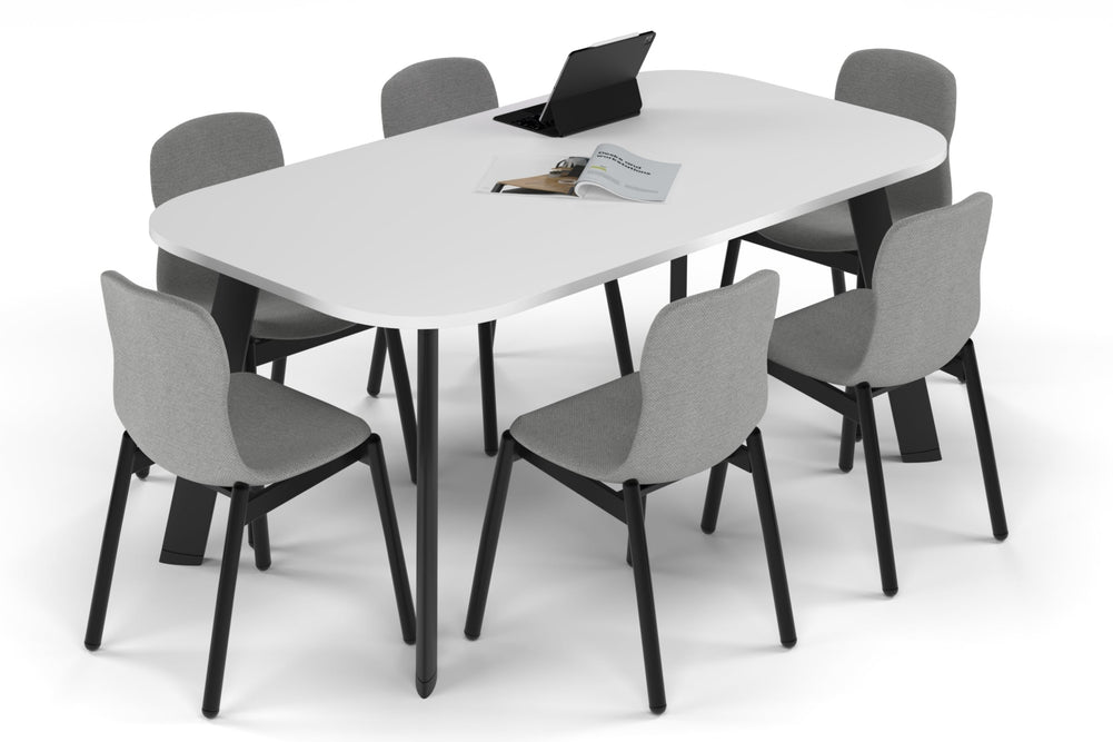 Switch Meeting Room Table - Large Rounded Corners [1800L x 1000W with Large Rounded Corners]-black leg white 