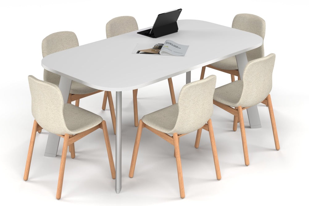 Switch Meeting Room Table - Large Rounded Corners [1800L x 1000W with Large Rounded Corners]-white leg white 