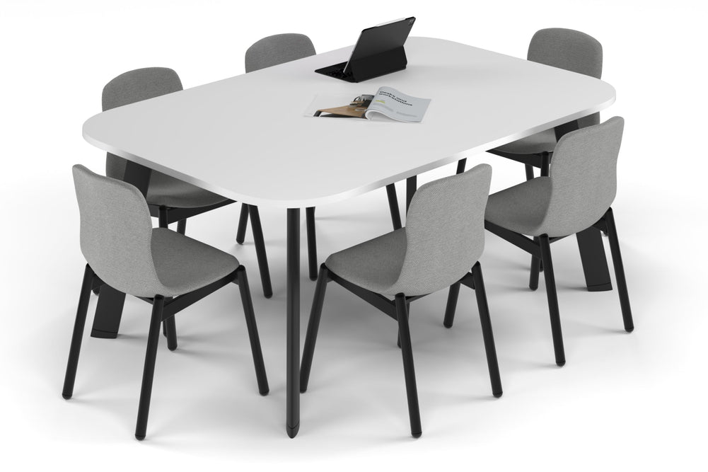 Switch Meeting Room Table - Large Rounded Corners [1800L x 1200W with Large Rounded Corners]-black leg white 