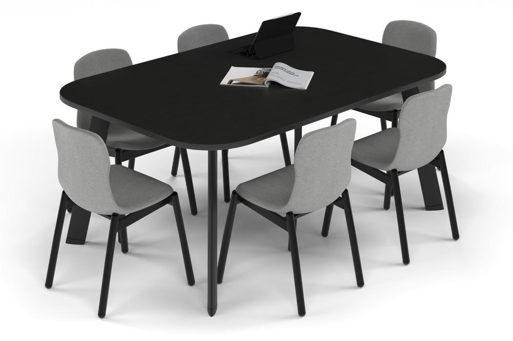 Switch Meeting Room Table - Large Rounded Corners [1800L x 1200W with Large Rounded Corners]-black leg black wood grain 