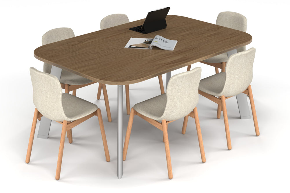 Switch Meeting Room Table - Large Rounded Corners [1800L x 1200W with Large Rounded Corners]-white leg salvage oak 