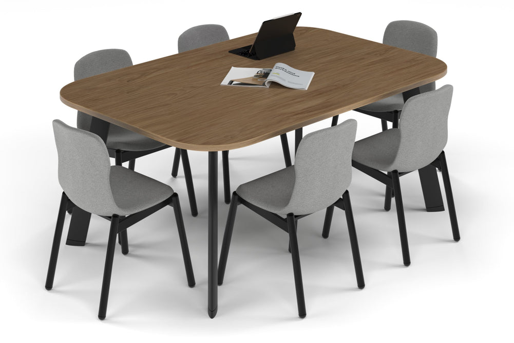 Switch Meeting Room Table - Large Rounded Corners [1800L x 1200W with Large Rounded Corners]-black leg salvage oak 