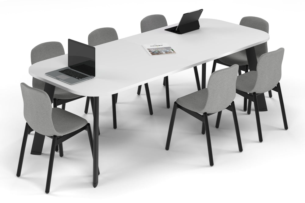 Switch Meeting Room Table - Large Rounded Corners [2400L x 1000W with Large Rounded Corners]-black leg white 