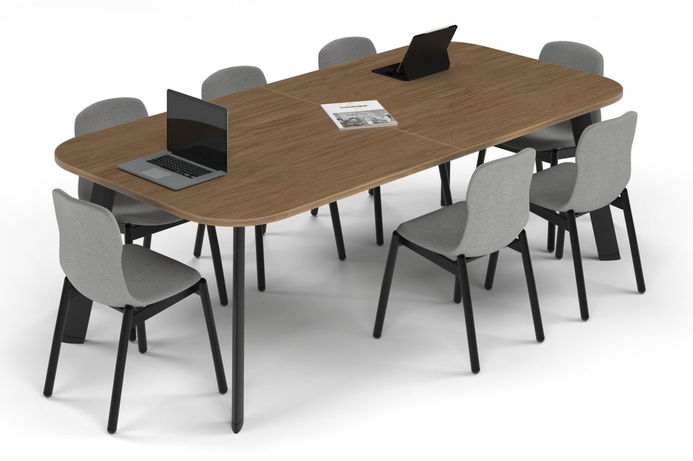 Switch Meeting Room Table - Large Rounded Corners [2400L x 1200W with Large Rounded Corners]-black leg salvage oak 