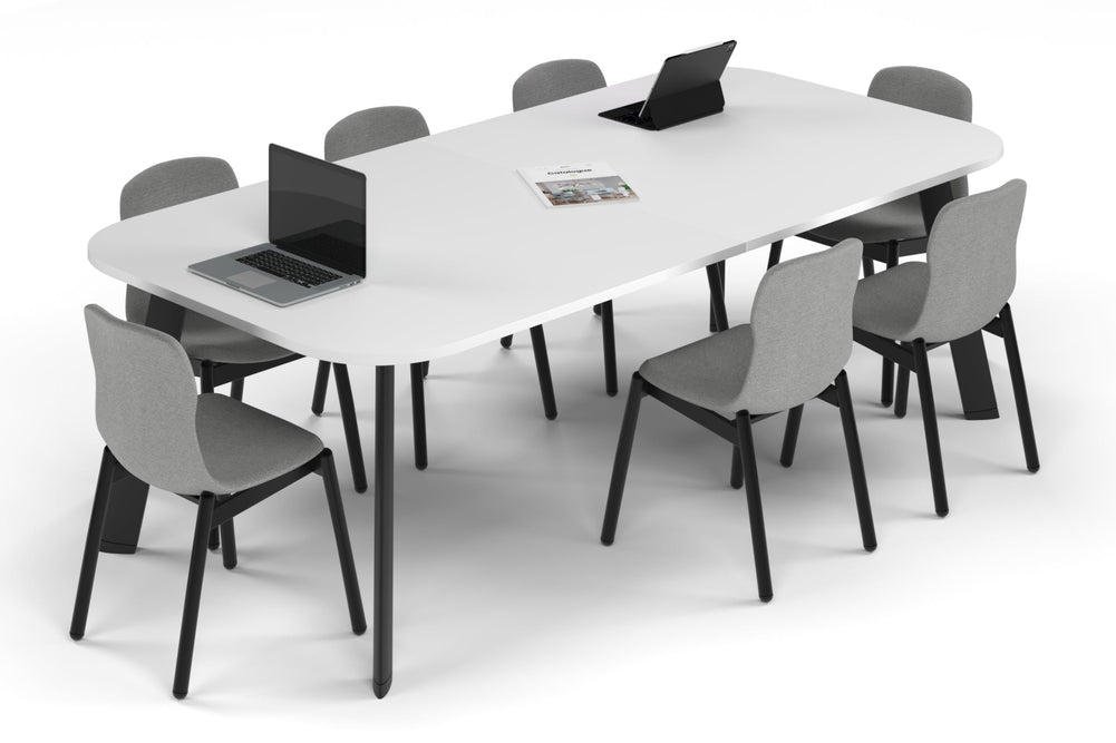 Switch Meeting Room Table - Large Rounded Corners [2400L x 1200W with Large Rounded Corners]-black leg white 