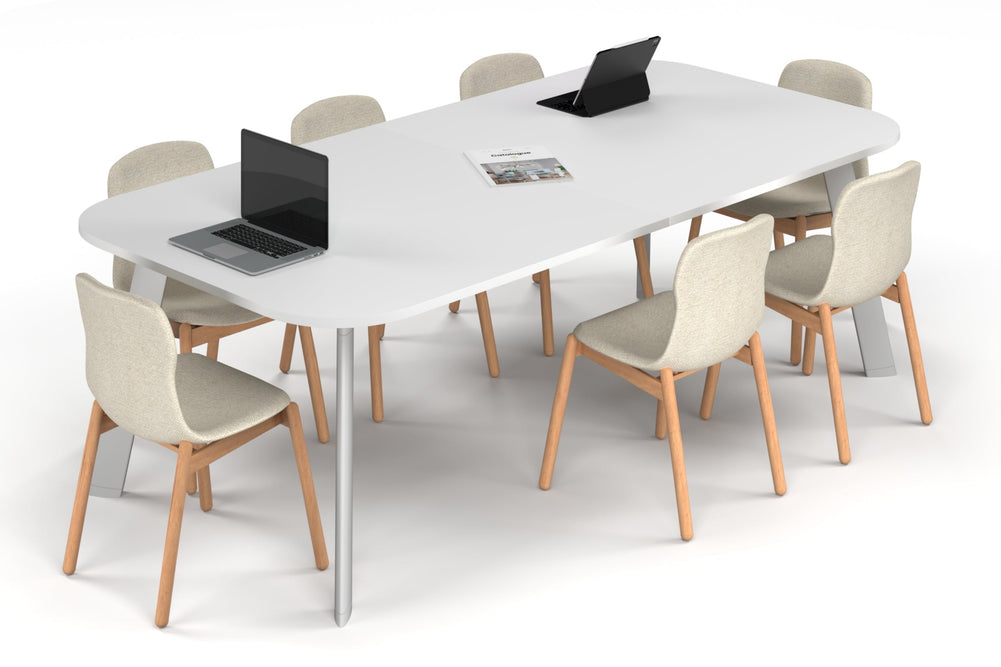 Switch Meeting Room Table - Large Rounded Corners [2400L x 1200W with Large Rounded Corners]-white leg white 