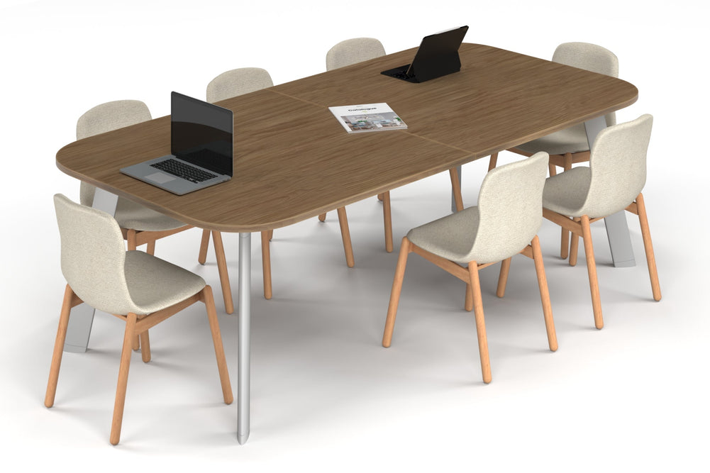 Switch Meeting Room Table - Large Rounded Corners [2400L x 1200W with Large Rounded Corners]-white leg salvage oak 