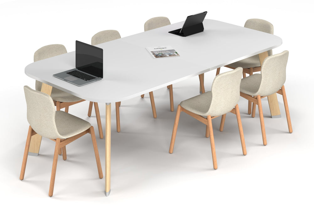 Switch Meeting Room Table - Large Rounded Corners [2400L x 1200W with Large Rounded Corners]-wood imprint leg white 