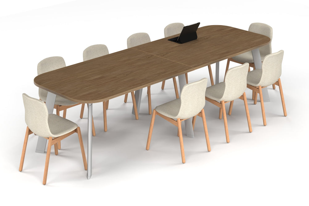 Switch Meeting Room Table - Large Rounded Corners [3000L x 1000W with Large Rounded Corners]-white leg salvage oak 