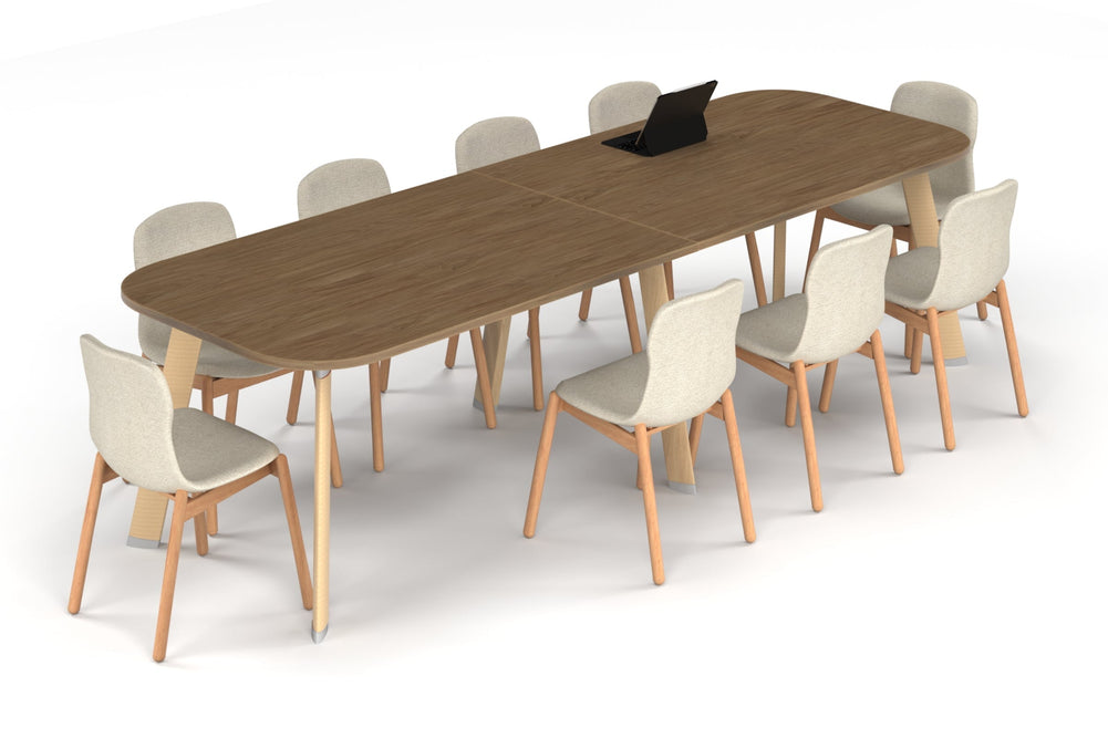 Switch Meeting Room Table - Large Rounded Corners [3000L x 1000W with Large Rounded Corners]-wood imprint leg salvage oak 