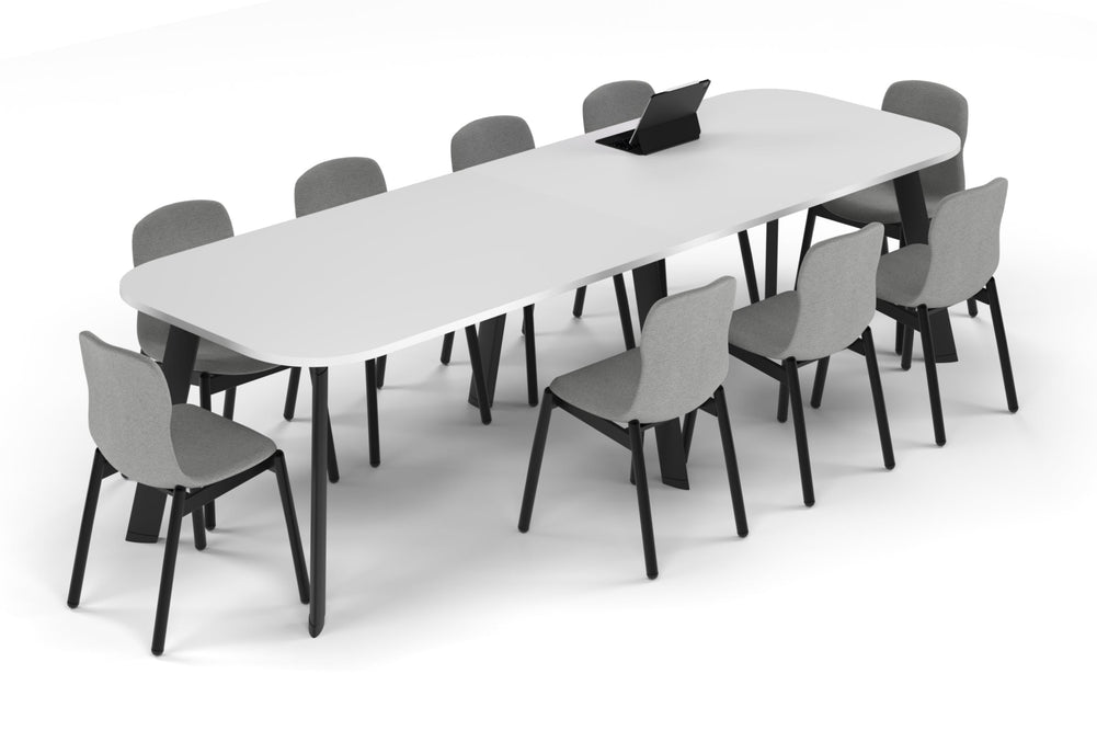 Switch Meeting Room Table - Large Rounded Corners [3000L x 1000W with Large Rounded Corners]-black leg white 