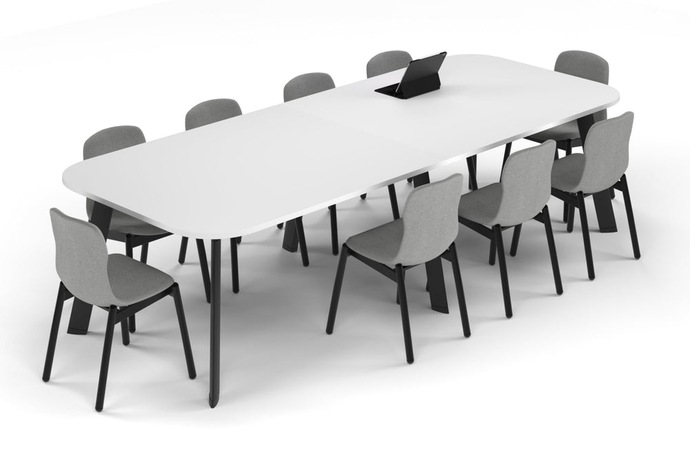 Switch Meeting Room Table - Large Rounded Corners [3000L x 1200W with Large Rounded Corners]-black leg white 