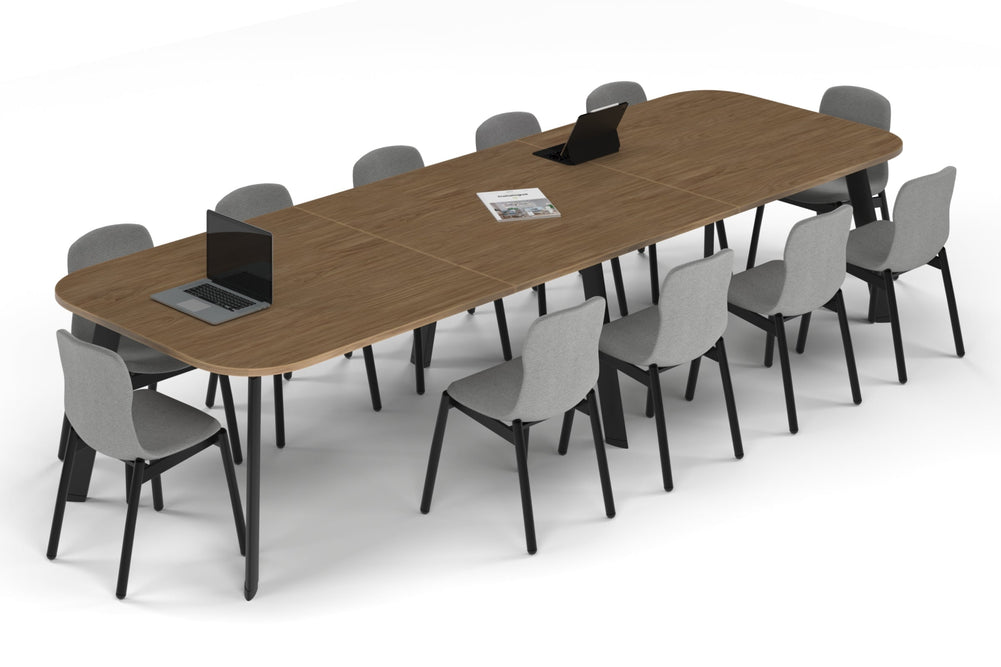 Switch Meeting Room Table - Large Rounded Corners [3600L x 1200W with Large Rounded Corners]-black leg salvage oak 