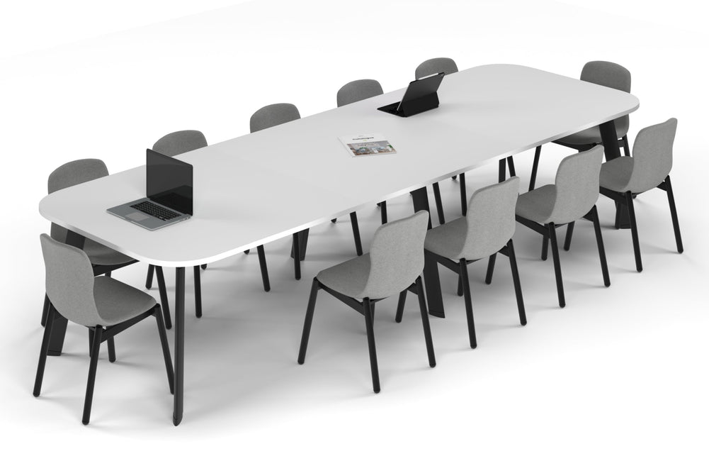 Switch Meeting Room Table - Large Rounded Corners [3600L x 1200W with Large Rounded Corners]-black leg white 