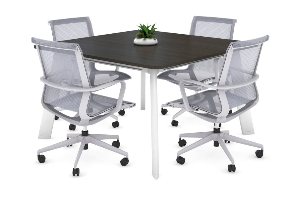 Switch Meeting Room Table - Rounded Corners [1100L x 1100W with Rounded Corners]-white leg  