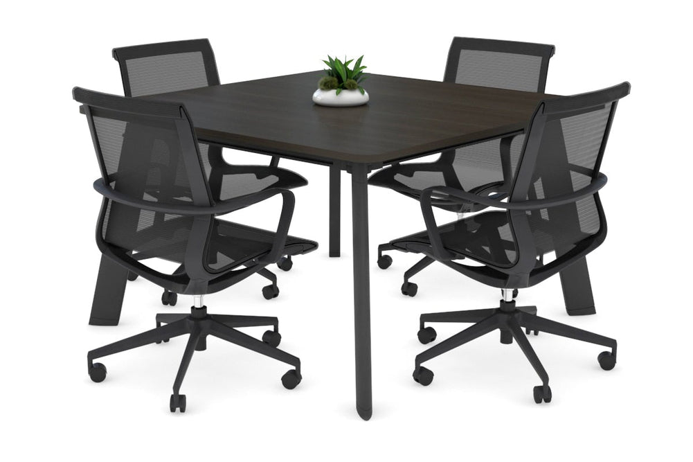 Switch Meeting Room Table - Rounded Corners [1100L x 1100W with Rounded Corners]-black leg  