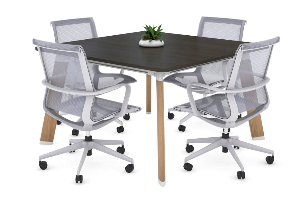 Switch Meeting Room Table - Rounded Corners [1100L x 1100W with Rounded Corners]-wood imprint leg  