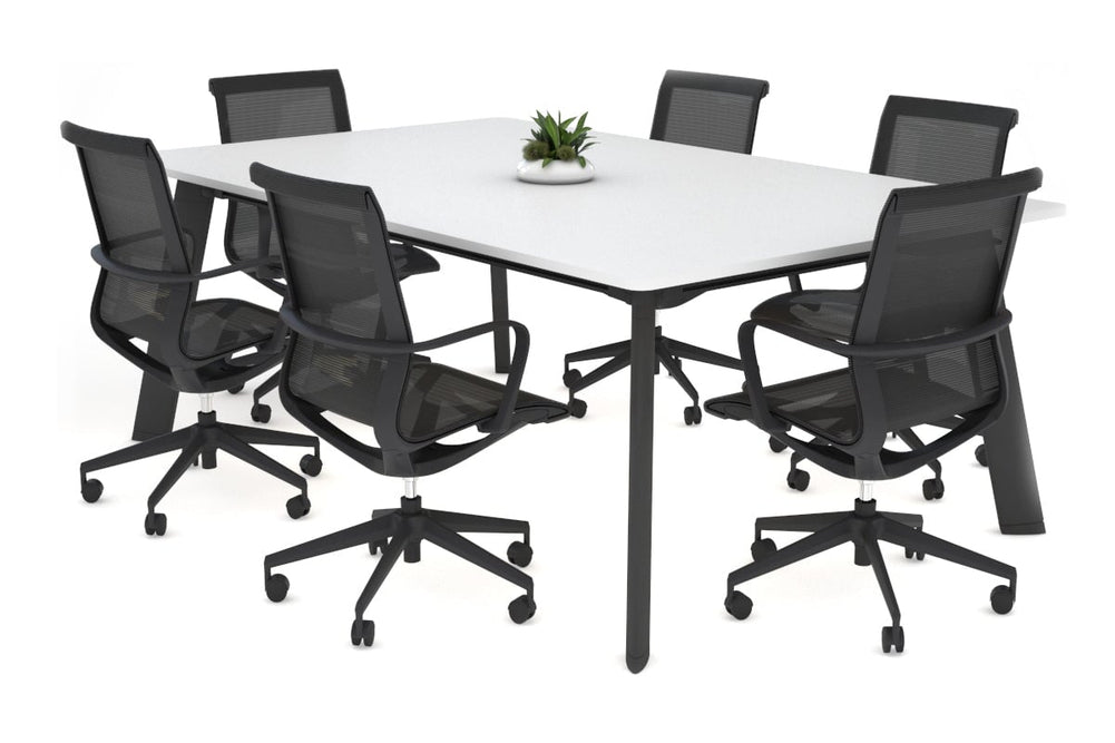 Switch Meeting Room Table - Rounded Corners [1800L x 1100W with Rounded Corners]-black leg  