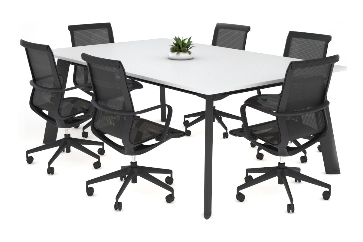 Switch Meeting Room Table - Rounded Corners [1800L x 1100W with Rounded Corners]-black leg white 