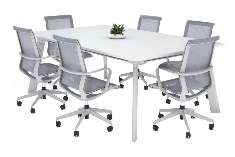Switch Meeting Room Table - Rounded Corners [1800L x 1100W with Rounded Corners]-white leg  