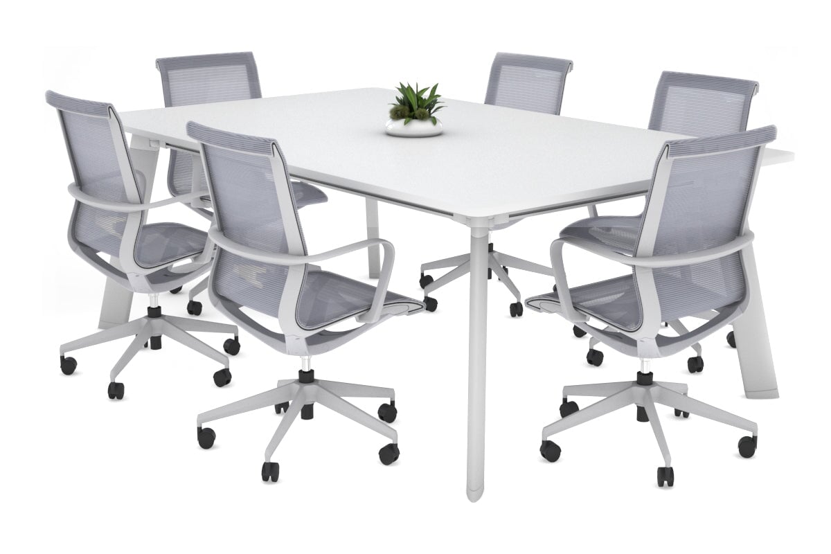 Switch Meeting Room Table - Rounded Corners [1800L x 1100W with Rounded Corners]-white leg white 
