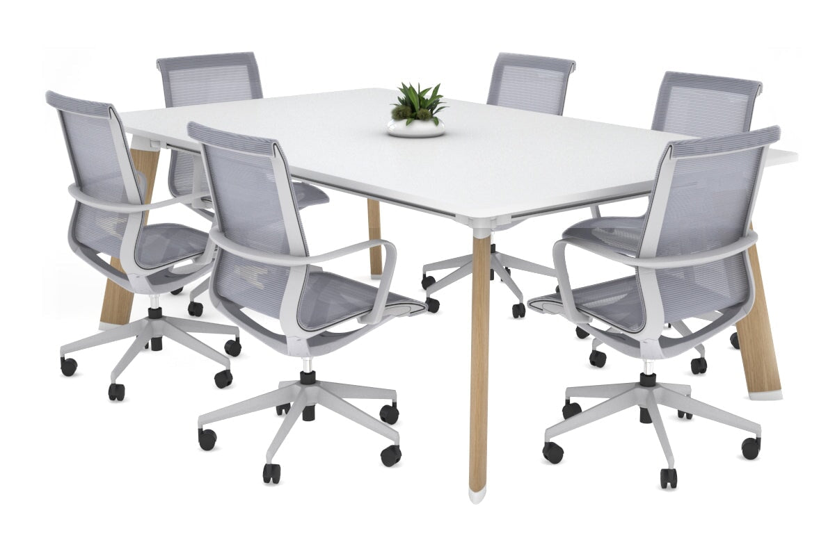 Switch Meeting Room Table - Rounded Corners [1800L x 1100W with Rounded Corners]-wood imprint leg white 