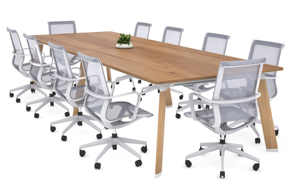 Switch Meeting Room Table - Rounded Corners [3200L x 1100W with Rounded Corners]-wood imprint leg salvage oak 