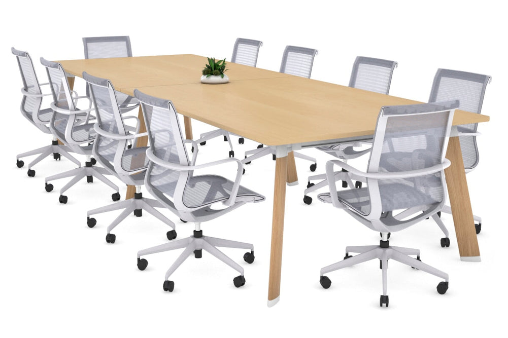 Switch Meeting Room Table - Rounded Corners [3200L x 1100W with Rounded Corners]-wood imprint leg maple 