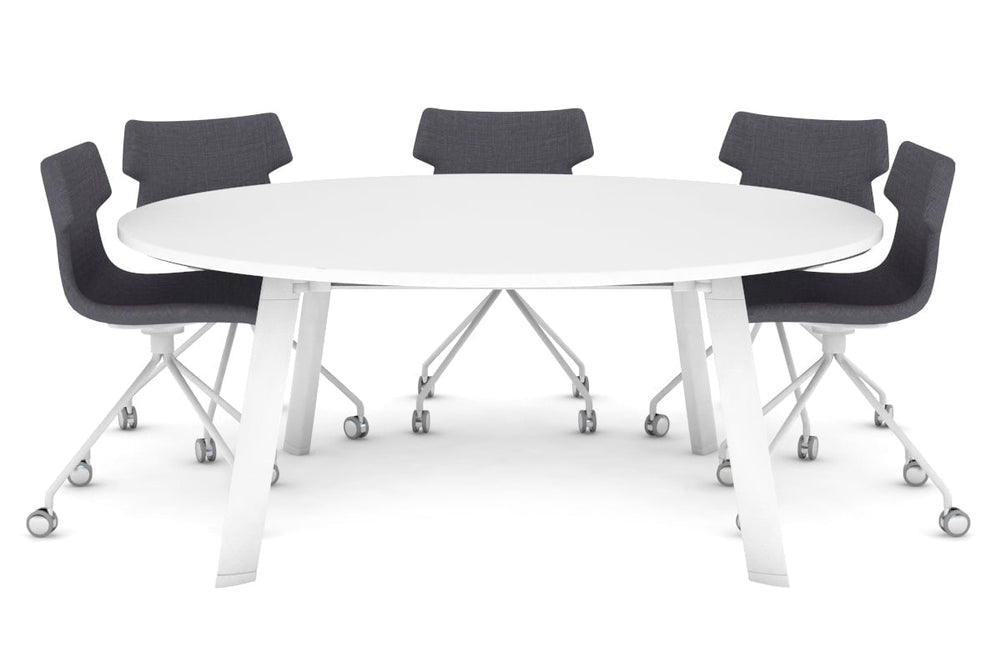 Switch Round Meeting Table [1500 mm]-white leg white 