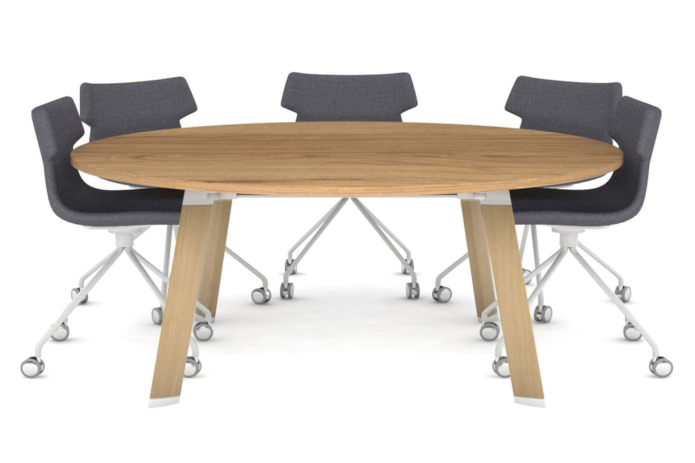 Switch Round Meeting Table [1500 mm]-wood imprint leg salvage oak 
