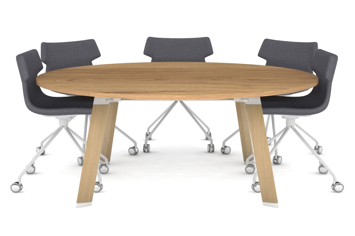 Switch Round Meeting Table [1500 mm]-wood imprint leg salvage oak 