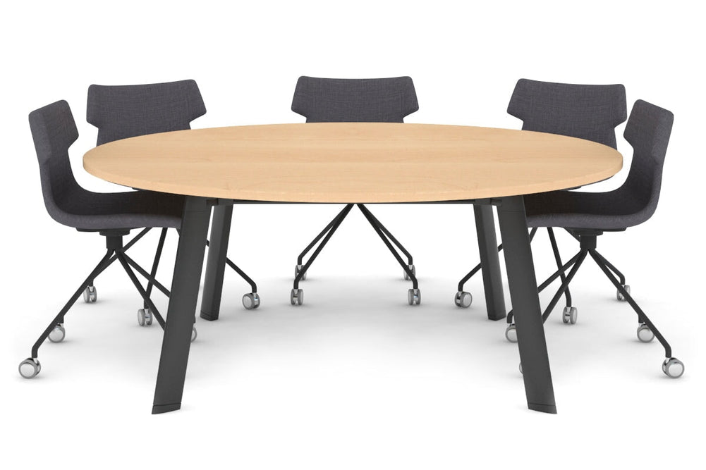 Switch Round Meeting Table [1500 mm]-black leg maple 