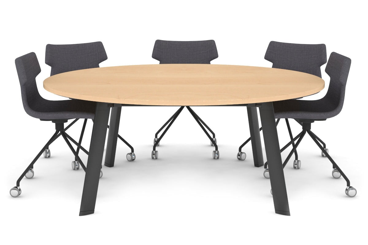 Switch Round Meeting Table [1500 mm]-black leg maple 