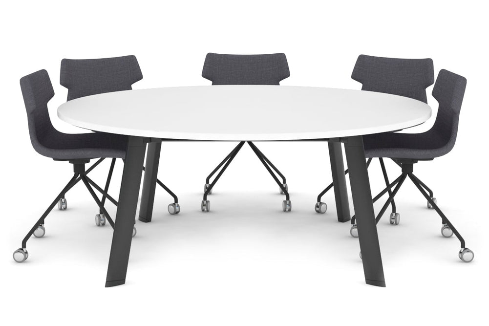 Switch Round Meeting Table [1500 mm]-black leg white 