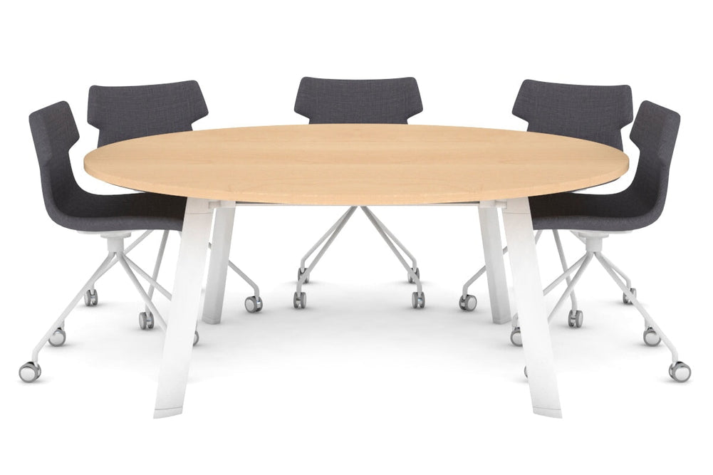 Switch Round Meeting Table [1500 mm]-white leg maple 