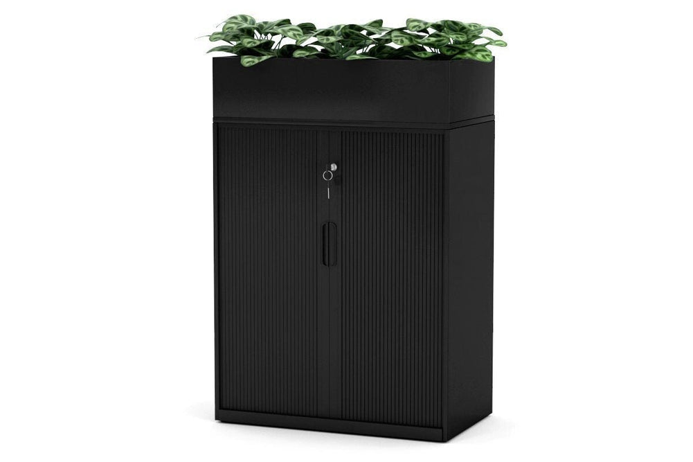 Tambour Sliding Door Storage Cabinet Metal [1025H x 900W]-black none planter box