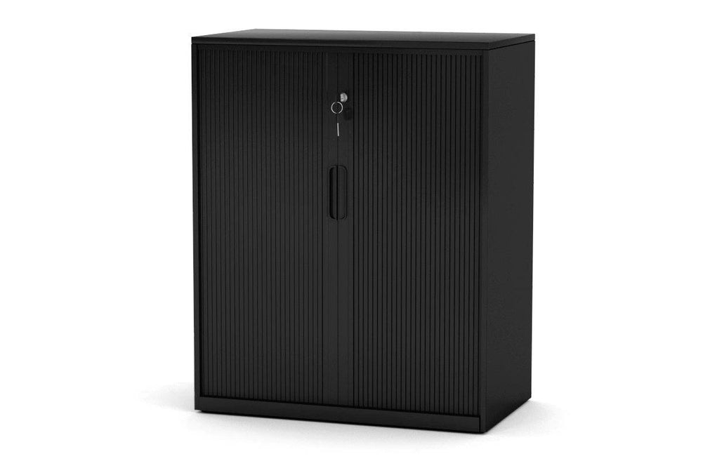 Tambour Sliding Door Storage Cabinet Metal [1025H x 900W]-black none none