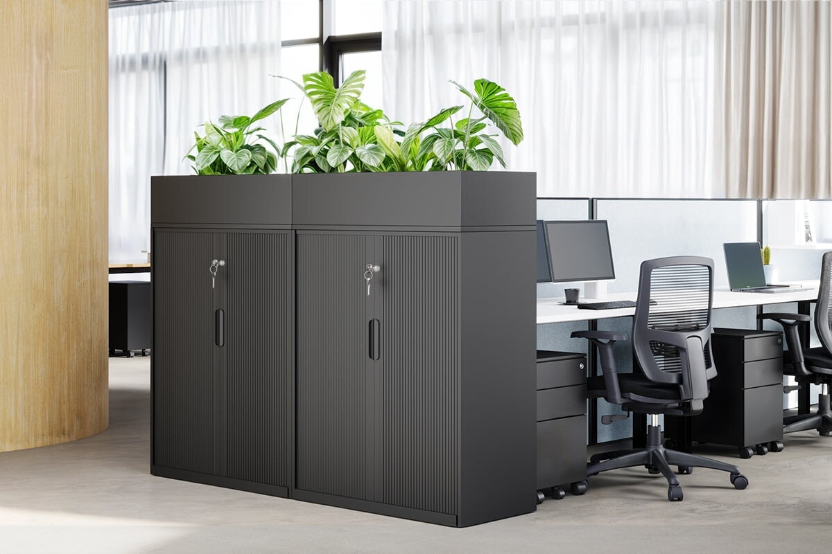 Tambour Sliding Door Storage Cabinet Metal [1025H x 900W] Jasonl