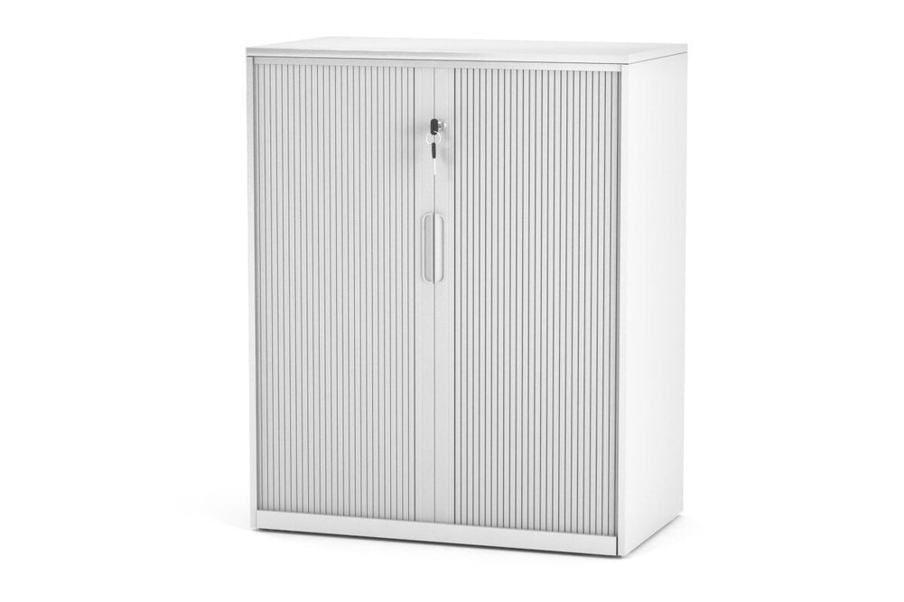 Tambour Sliding Door Storage Cabinet Metal [1025H x 900W]-white none none