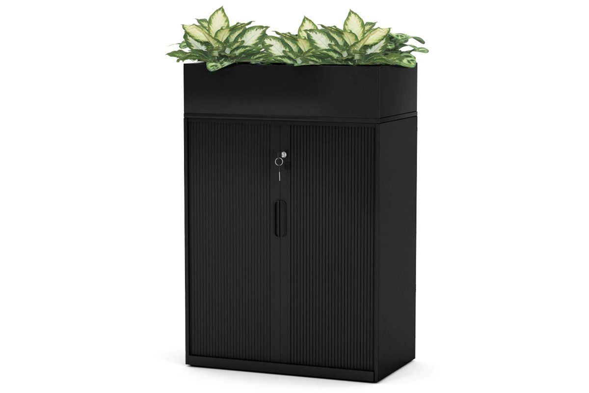 Tambour Sliding Door Storage Cabinet Metal [1025H x 900W] Jasonl black lower planter box