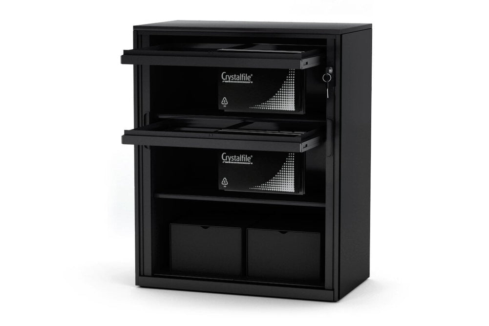Tambour Sliding Door Storage Cabinet Metal [1025H x 900W]-black lower planter box